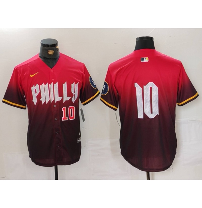 Men's Philadelphia Phillies #10 JT Realmuto Red 2024 City Connect Limited Stitched Jerseys