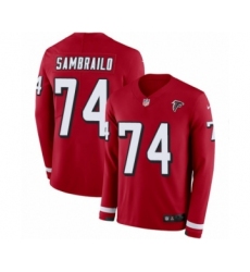 Men's Nike Atlanta Falcons #74 Ty Sambrailo Limited Red Therma Long Sleeve NFL Jersey