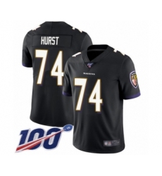 Men's Baltimore Ravens #74 James Hurst Black Alternate Vapor Untouchable Limited Player 100th Season Football Jersey