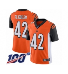 Men's Cincinnati Bengals #42 Clayton Fejedelem Orange Alternate Vapor Untouchable Limited Player 100th Season Football Jersey