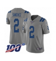Men's Indianapolis Colts #2 Rigoberto Sanchez Limited Gray Inverted Legend 100th Season Football Jersey