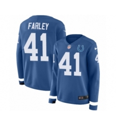 Women's Nike Indianapolis Colts #41 Matthias Farley Limited Blue Therma Long Sleeve NFL Jersey