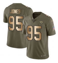 Men's Nike Jacksonville Jaguars #95 Abry Jones Limited Olive/Gold 2017 Salute to Service NFL Jersey