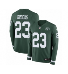 Men's Nike New York Jets #23 Terrence Brooks Limited Green Therma Long Sleeve NFL Jersey