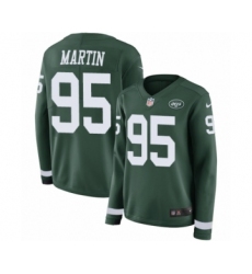 Women's Nike New York Jets #95 Josh Martin Limited Green Therma Long Sleeve NFL Jersey