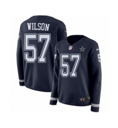 Women's Nike Dallas Cowboys #57 Damien Wilson Limited Navy Blue Therma Long Sleeve NFL Jersey
