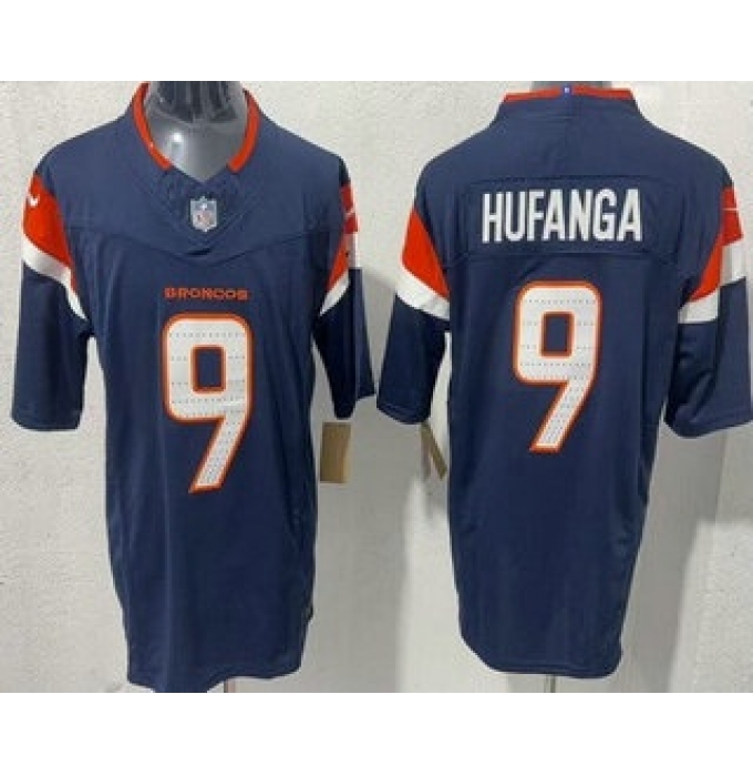 Men's Denver Broncos #9 Talanoa Hufanga Limited Navy FUSE Vapor Jersey