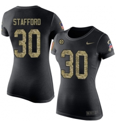 Women's Nike Pittsburgh Steelers #30 Daimion Stafford Black Camo Salute to Service T-Shirt