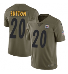 Youth Nike Pittsburgh Steelers #20 Cameron Sutton Limited Olive 2017 Salute to Service NFL Jersey