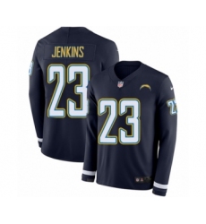 Men's Nike Los Angeles Chargers #23 Rayshawn Jenkins Limited Navy Blue Therma Long Sleeve NFL Jersey