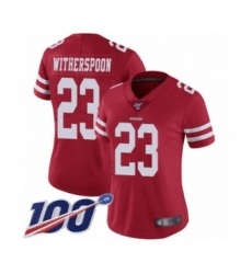 Women's San Francisco 49ers #23 Ahkello Witherspoon Red Team Color Vapor Untouchable Limited Player 100th Season Football Jersey