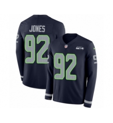 Youth Nike Seattle Seahawks #92 Nazair Jones Limited Navy Blue Therma Long Sleeve NFL Jersey