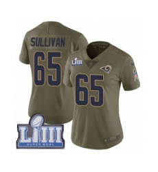Women's Nike Los Angeles Rams #65 John Sullivan Limited Olive 2017 Salute to Service Super Bowl LIII Bound NFL Jersey