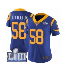 Women's Nike Los Angeles Rams #58 Cory Littleton Royal Blue Alternate Vapor Untouchable Limited Player Super Bowl LIII Bound NFL Jersey