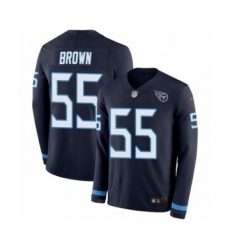 Men's Nike Tennessee Titans #55 Jayon Brown Limited Navy Blue Therma Long Sleeve NFL Jersey