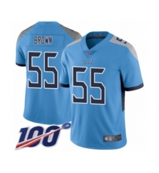 Men's Tennessee Titans #55 Jayon Brown Light Blue Alternate Vapor Untouchable Limited Player 100th Season Football Jersey