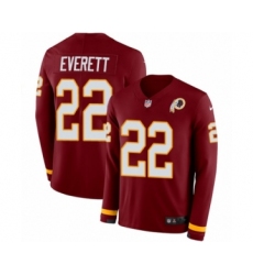 Men's Nike Washington Redskins #22 Deshazor Everett Limited Burgundy Therma Long Sleeve NFL Jersey