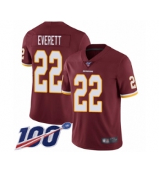 Men's Washington Redskins #22 Deshazor Everett Burgundy Red Team Color Vapor Untouchable Limited Player 100th Season Football Jersey