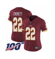 Women's Washington Redskins #22 Deshazor Everett Burgundy Red Team Color Vapor Untouchable Limited Player 100th Season Football Jersey