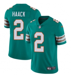 Men's Nike Miami Dolphins #2 Matt Haack Aqua Green Alternate Vapor Untouchable Limited Player NFL Jersey