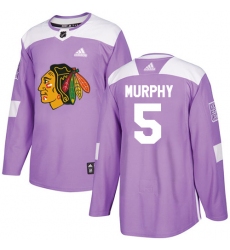 Youth Adidas Chicago Blackhawks #5 Connor Murphy Authentic Purple Fights Cancer Practice NHL Jersey