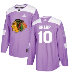 Youth Adidas Chicago Blackhawks #10 Patrick Sharp Authentic Purple Fights Cancer Practice NHL Jersey