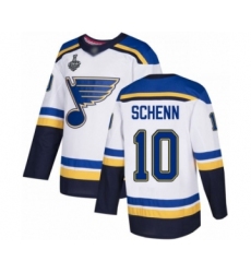 Men's St. Louis Blues #10 Brayden Schenn Authentic White Away 2019 Stanley Cup Final Bound Hockey Jersey