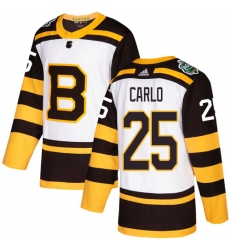 Men's Adidas Boston Bruins #25 Brandon Carlo Authentic White 2019 Winter Classic NHL Jersey