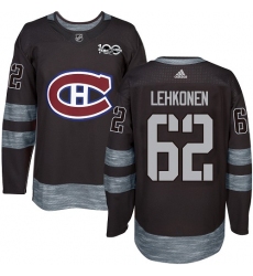 Men's Adidas Montreal Canadiens #62 Artturi Lehkonen Premier Black 1917-2017 100th Anniversary NHL Jersey