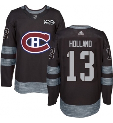Men's Adidas Montreal Canadiens #13 Peter Holland Premier Black 1917-2017 100th Anniversary NHL Jersey