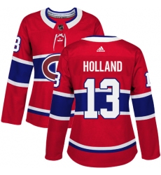 Women's Adidas Montreal Canadiens #13 Peter Holland Authentic Red Home NHL Jersey