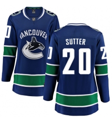 Women's Vancouver Canucks #20 Brandon Sutter Fanatics Branded Blue Home Breakaway NHL Jersey