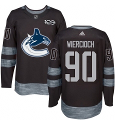 Men's Adidas Vancouver Canucks #90 Patrick Wiercioch Premier Black 1917-2017 100th Anniversary NHL Jersey