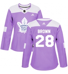 Women's Adidas Toronto Maple Leafs #28 Connor Brown Authentic Purple Fights Cancer Practice NHL Jersey