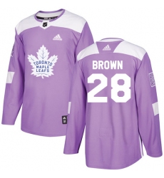 Youth Adidas Toronto Maple Leafs #28 Connor Brown Authentic Purple Fights Cancer Practice NHL Jersey