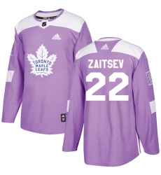 Youth Adidas Toronto Maple Leafs #22 Nikita Zaitsev Authentic Purple Fights Cancer Practice NHL Jersey