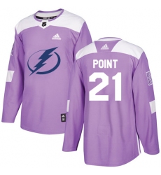 Men's Adidas Tampa Bay Lightning #21 Brayden Point Authentic Purple Fights Cancer Practice NHL Jersey