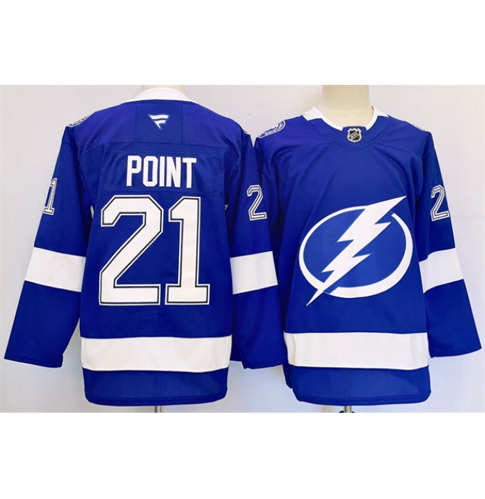 Men's Tampa Bay Lightning #21 Brayden Point 2024-25 Blue Stitched Jersey