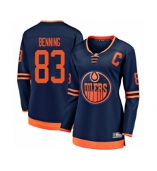Women's Edmonton Oilers #83 Matt Benning Authentic Navy Blue Alternate Fanatics Branded Breakaway Hockey Jersey