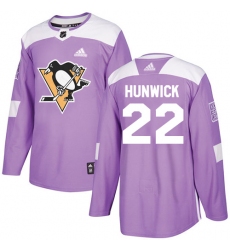 Men's Adidas Pittsburgh Penguins #22 Matt Hunwick Authentic Purple Fights Cancer Practice NHL Jersey