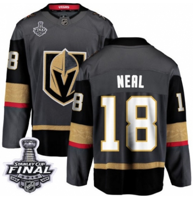 Men's Vegas Golden Knights #18 James Neal Authentic Black Home Fanatics Branded Breakaway 2018 Stanley Cup Final NHL Jersey