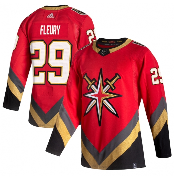 Men's Vegas Golden Knights #29 Marc-Andre Fleury adidas Red 2020-21 Reverse Retro Authentic Player Jersey