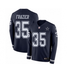 Men's Nike Dallas Cowboys #35 Kavon Frazier Limited Navy Blue Therma Long Sleeve NFL Jersey
