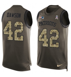 Men's Nike New England Patriots #42 Duke Dawson Limited Green Salute to Service Tank Top NFL Jersey