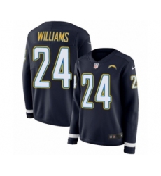 Women's Nike Los Angeles Chargers #24 Trevor Williams Limited Navy Blue Therma Long Sleeve NFL Jersey