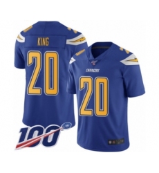 Men's Los Angeles Chargers #20 Desmond King Limited Electric Blue Rush Vapor Untouchable 100th Season Football Jersey