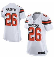 Women's Nike Cleveland Browns #26 Derrick Kindred Game White NFL Jersey