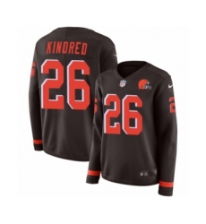 Women's Nike Cleveland Browns #26 Derrick Kindred Limited Brown Therma Long Sleeve NFL Jersey