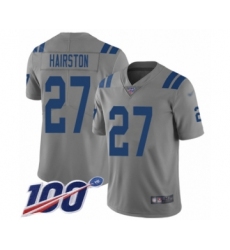 Men's Indianapolis Colts #27 Nate Hairston Limited Gray Inverted Legend 100th Season Football Jersey