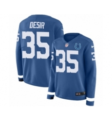 Women's Nike Indianapolis Colts #35 Pierre Desir Limited Blue Therma Long Sleeve NFL Jersey